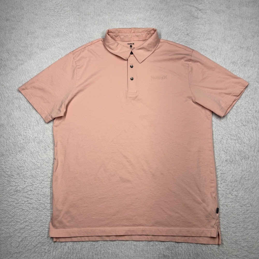 Hurley Short Sleeve Polo Shirt Casual Pink 100% Cotton Men's Size XL